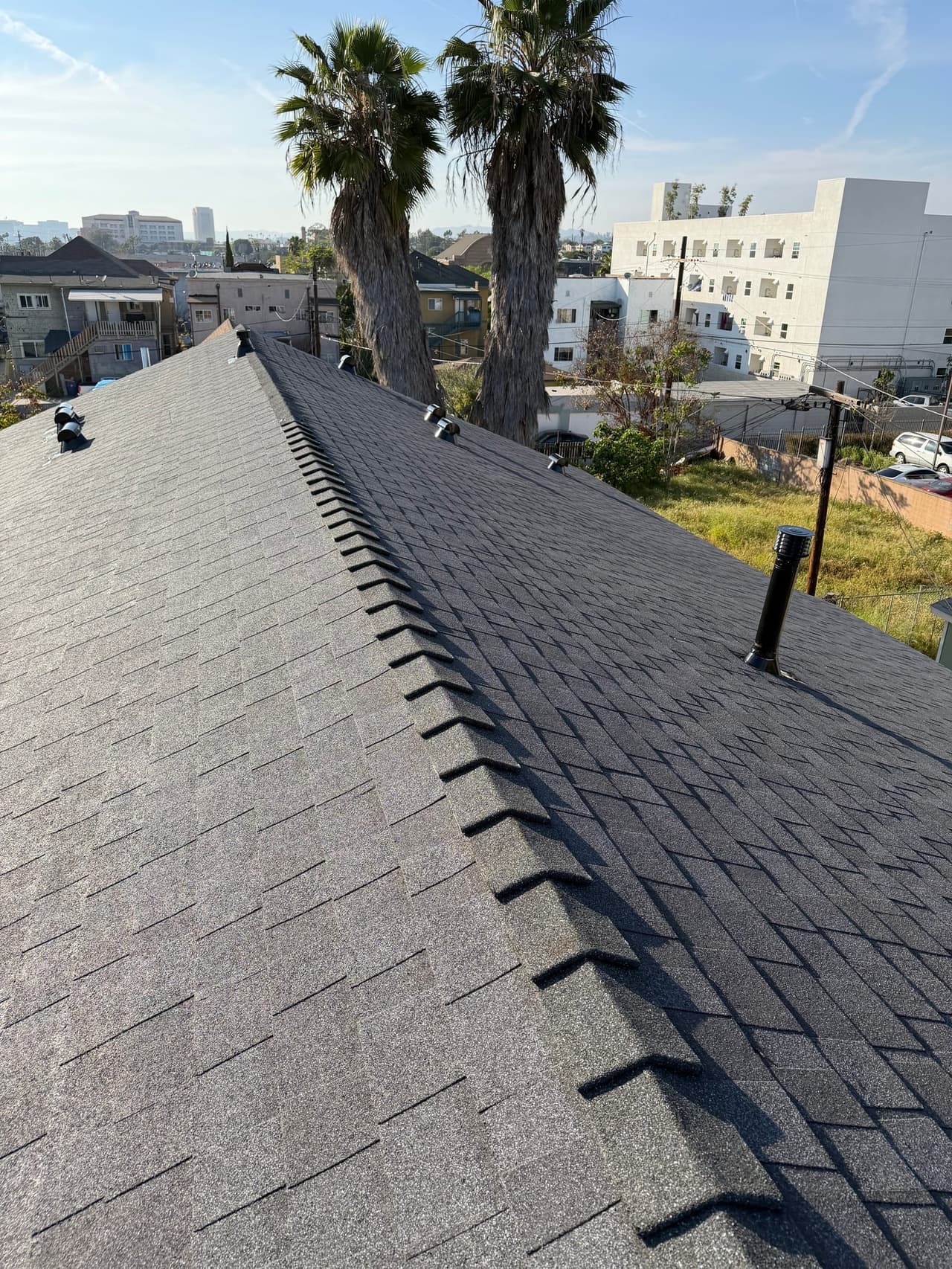 New asphalt shingle roof installation in Los Angeles by Bright Future Homes